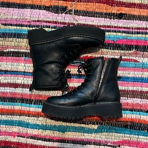 Chunky Black Lace Up Platform Boots